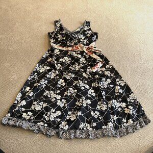 Jonathan Martin Dress Wrap Midi Sleeveless Floral Black Red White Sz 8 #279206